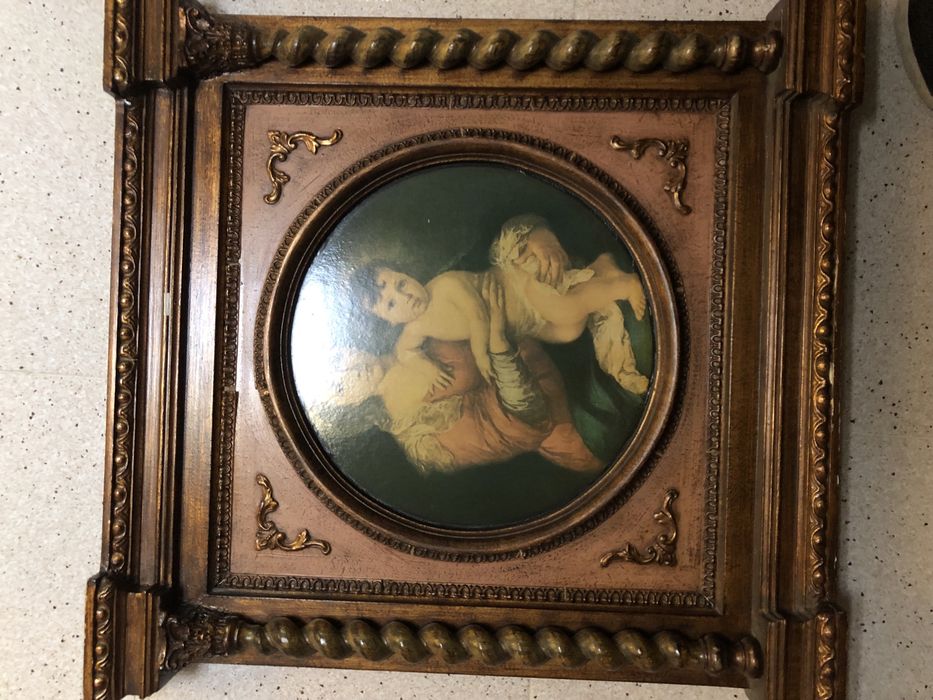 Pintura com moldura em madeira macica