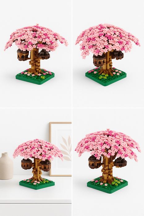 3D лего lego бонсай-дерева с вишневыми цветами (сакура) конструктор 3D