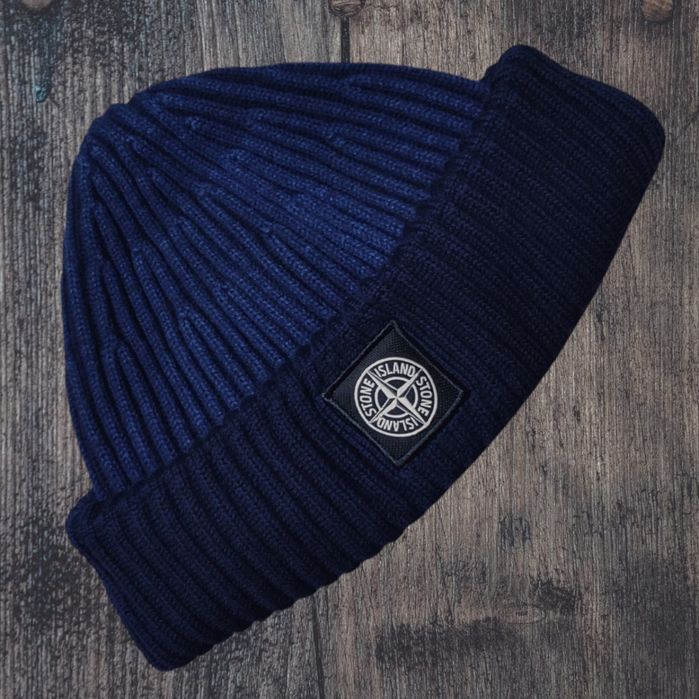 Шапка Stone Island 2013 beanie hat blue two tone (Розмір One Size)