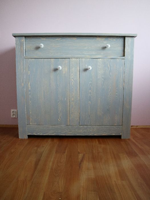 Nowa komoda drewniana retro szara