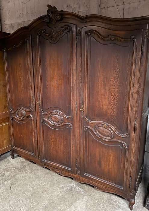 Rzeźbiona dębowa szafa w stylu Ludwika
