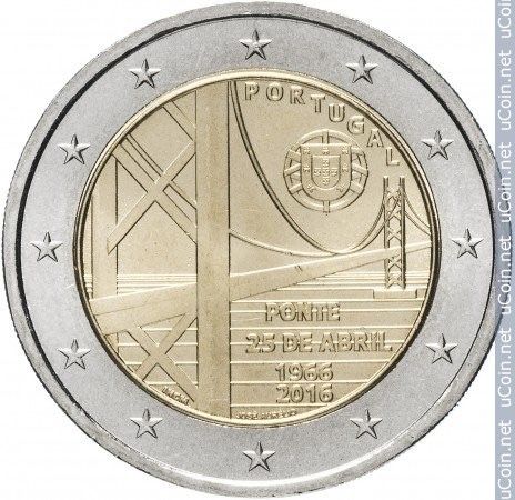Moeda de 2€ do 50º Aniversário da Ponte 25 de Abril