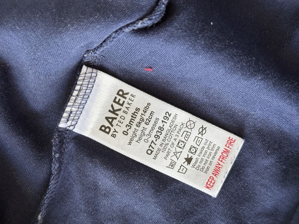 Śpioszki pajacyki zestaw 56/62 niebieski ted baker bawełniane na zamek