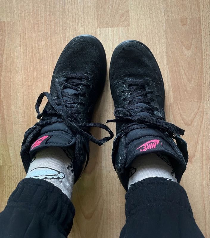 Nike Dunk Czarne r.38,5/39 high zamsz suede unisex black