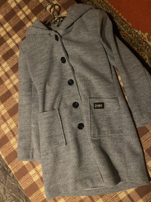 Пальто Сіре з капюшоном