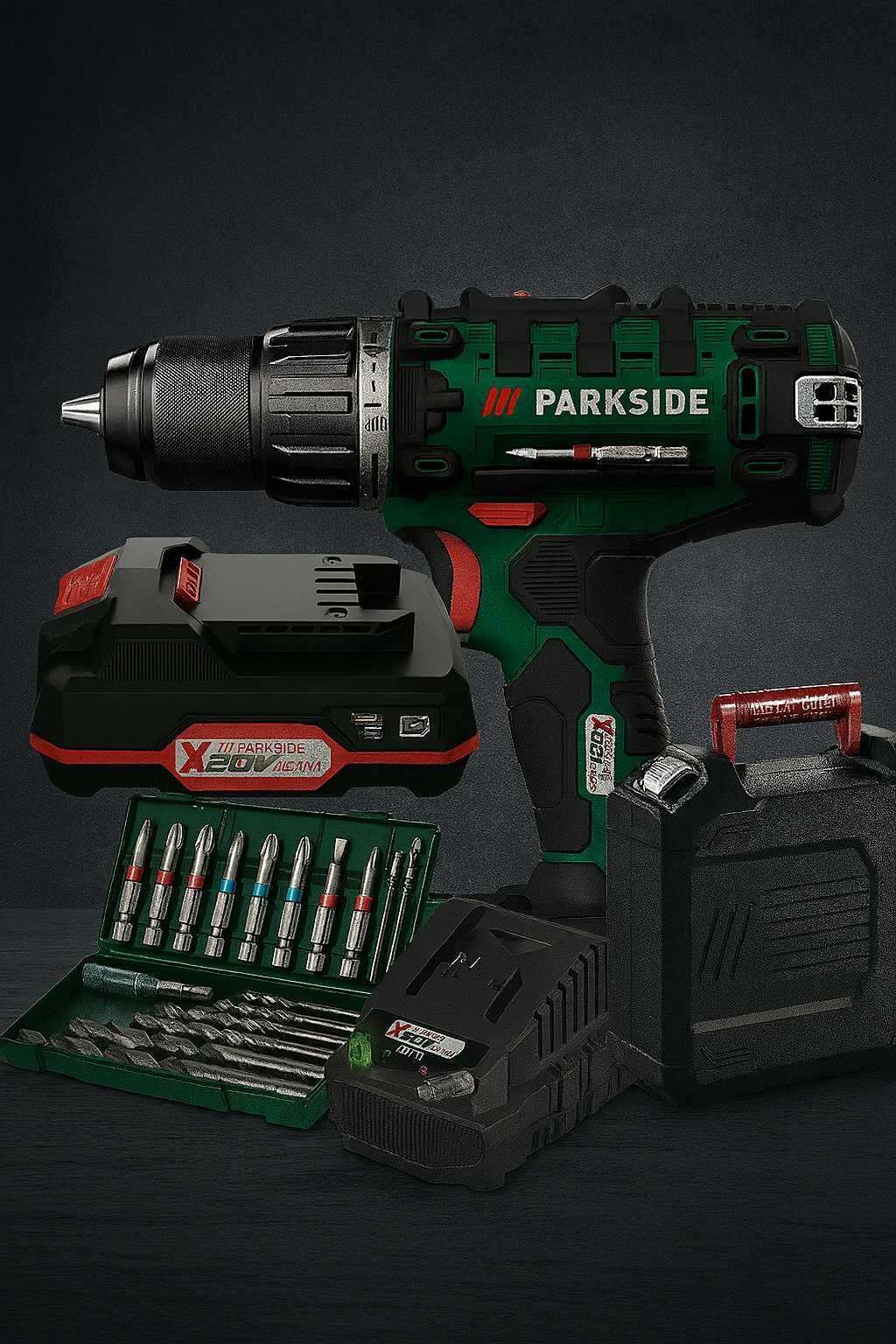 Wkrętarka PARKSIDE Akumulatorowa 20V + Bateria 2.0Ah + Wiertła ZESTAW