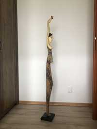Drewniana figurka hinduska 150 cm kwiat lotosu