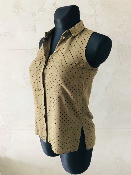 Nowa STRADIVARIUS bluzka top zielona khaki grochy kropki S 36