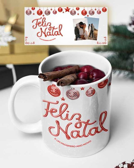 Canecas de Ceramica branca personalizadas de Natal