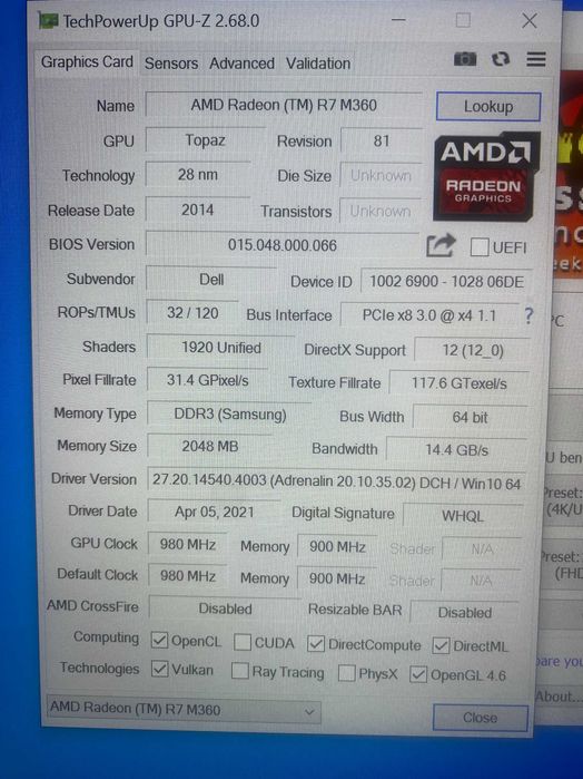 Ноутбук Dell Latitude e5470,i7-6600u,8 Gb,NVME 256 Gb,AMD R7 M360 2 Gb