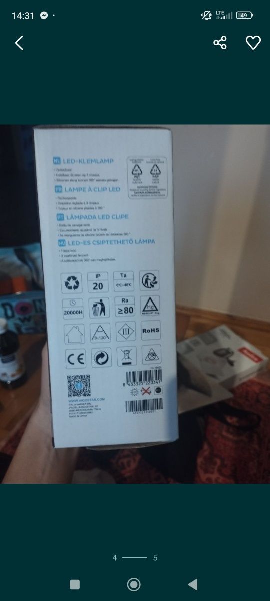 Lampka biurkowa Aigostar z klipsem