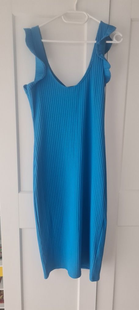 Niebieska dopasowana sukienka Zara L 40