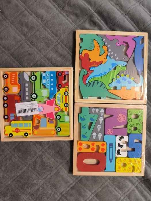 Деревянный пазл 3d головоломка монтессори динозаврики