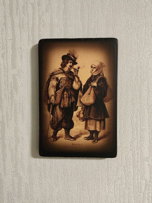 Декупаж на дереве, картина Гуцулы