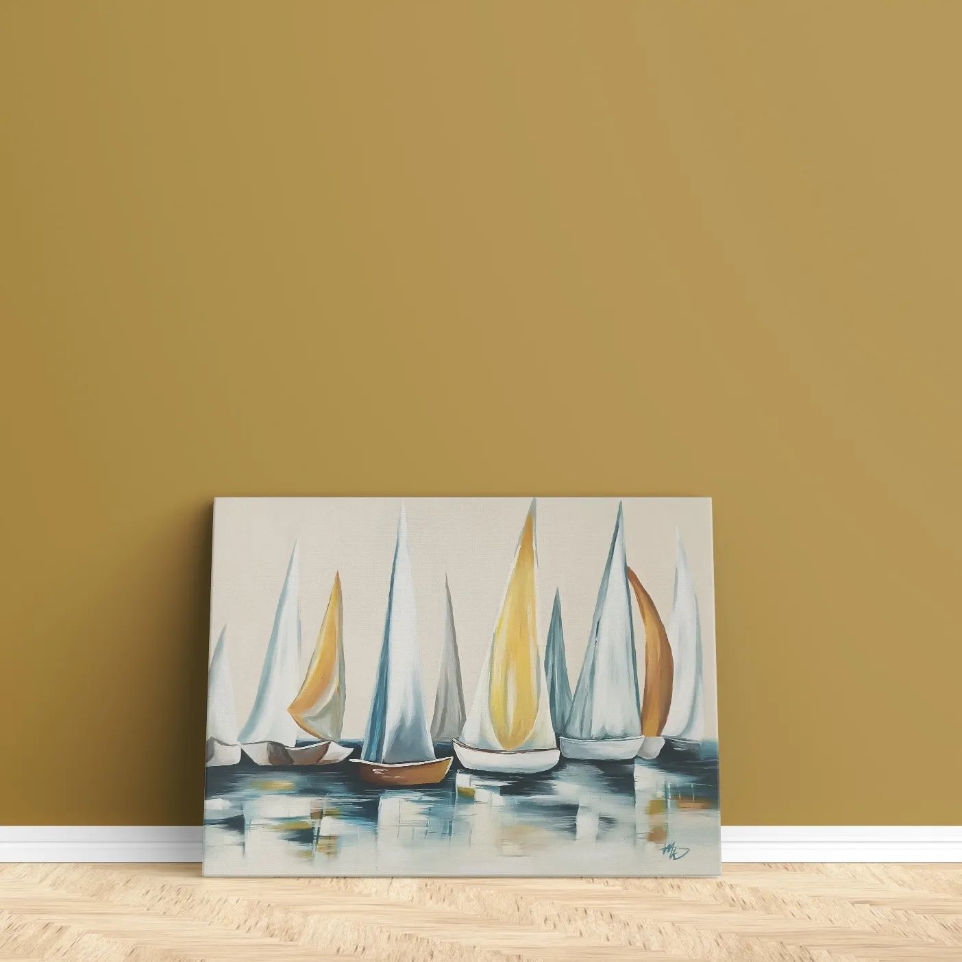 Obraz akrylowy ręcznie malowany łodzie