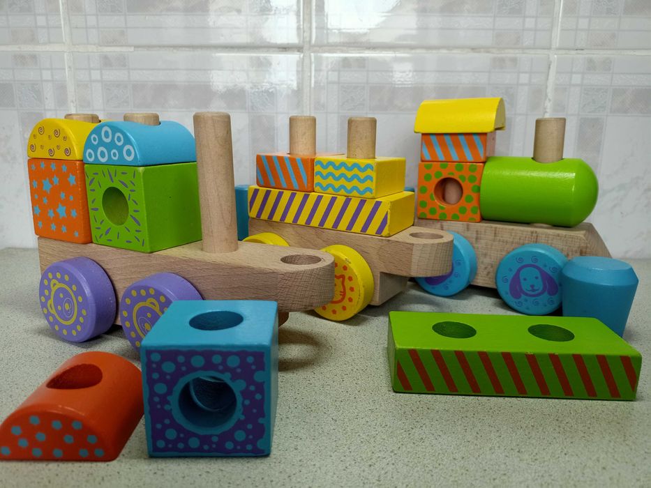 Дерев'яний поїзд конструктор Viga Toys іграшка Ігровий набір