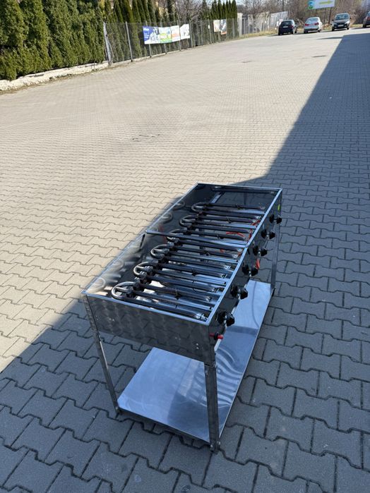 Duży grill gastronomiczny gazowy – stal nierdzewna, 2 strefy