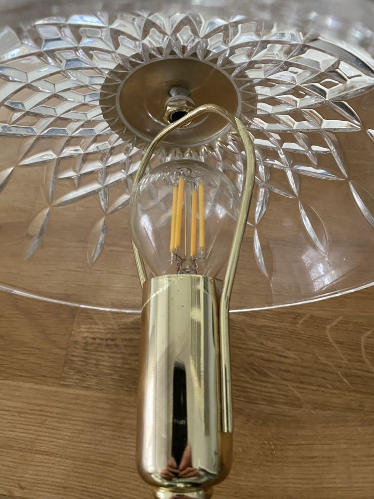 lampka Art Deco stylowa kryształowa z czarną podstawą