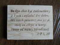 Pismo Święte; Werset Biblia, cytat wypalony w drewnie z uchwytem 24x18