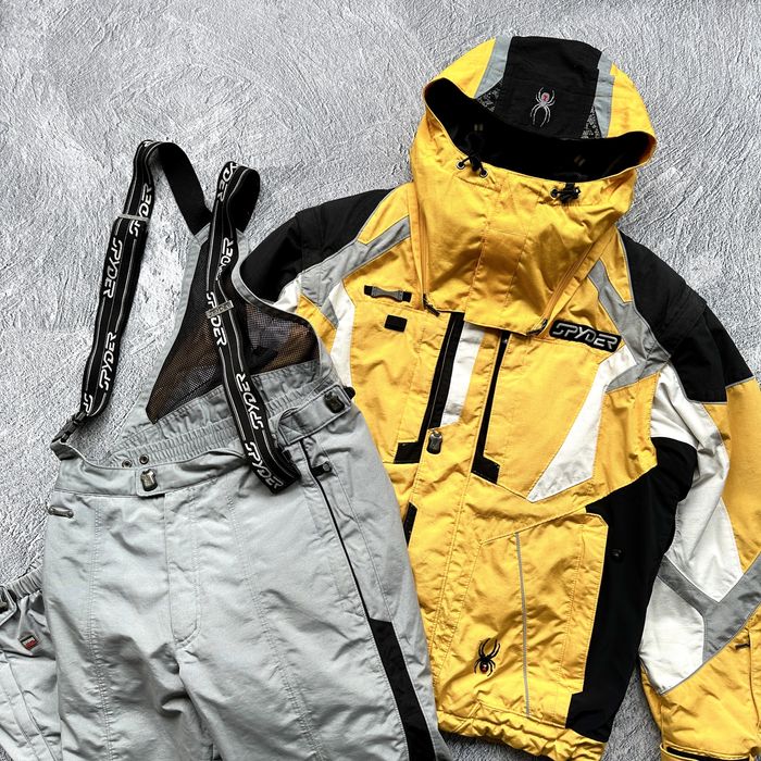 SPYDER dermizax-ev 20,000 mm ski suit jacket & pants set yellow / gray