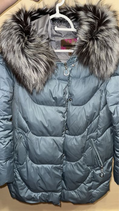 женский зимний пуховик,зимняя куртка CHANEVIA с мехом чернобурки