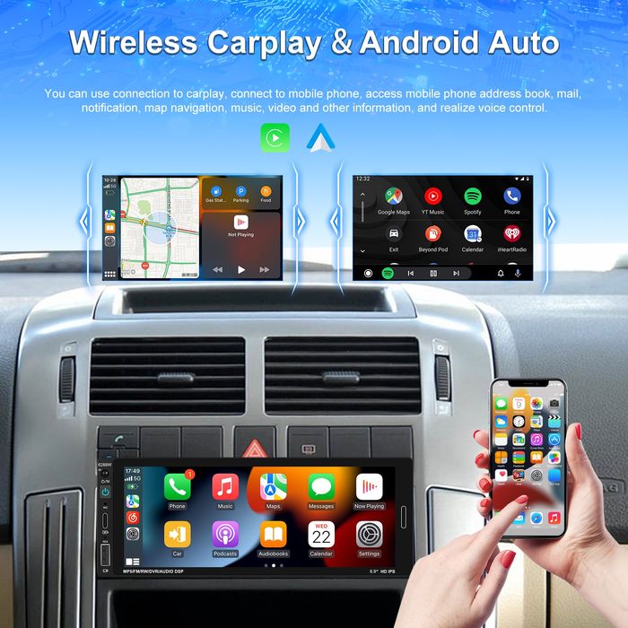 Rádio 1din 6,89 polegadas Touch CARPLAY Android Auto USB FM novo