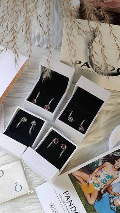 Срібні сережки Pandora  серце. Сережки Пандора