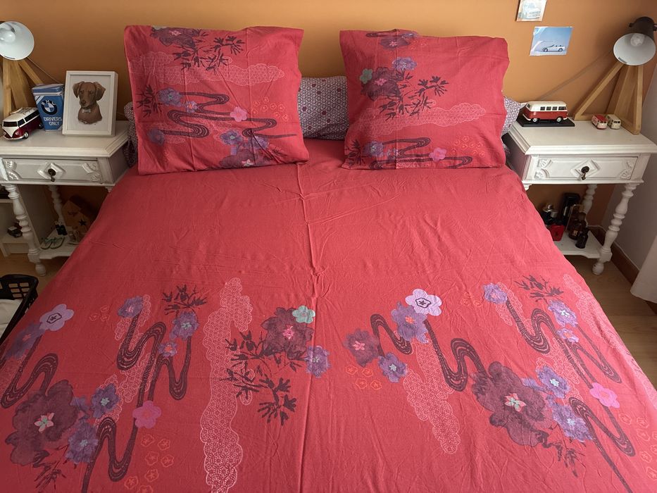 Capa de edredao de casal, da La Redoute,lencol de baixo e duas fronhas