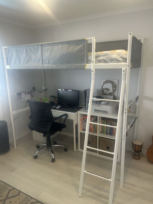 Cama alta de solteiro com colchao incluido