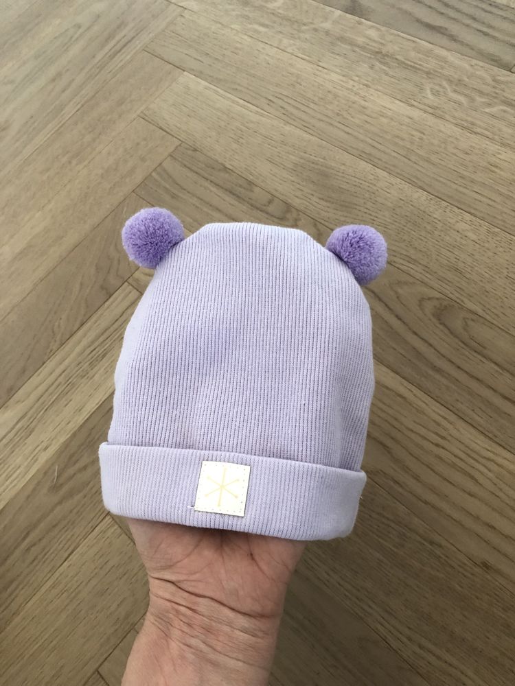 Czapka beanie kolor liliowy 0-3 miesiące Pinokio 68, Nowa