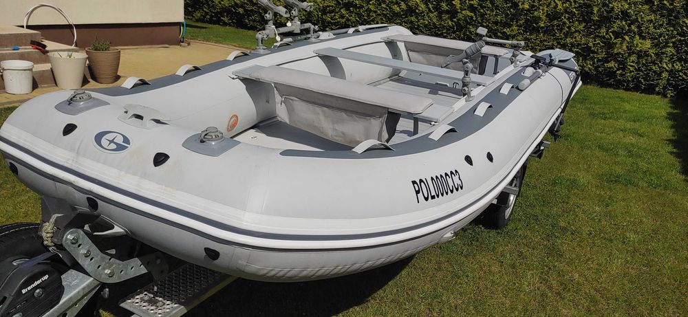 Ponton Gala F420+Silnik Tohatsu 15Hp+przyczepa Brenderup+dodatki