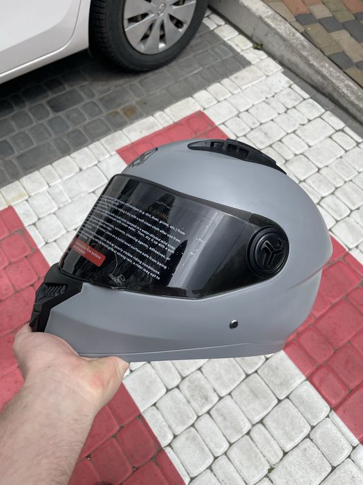 Сірий новий мото шолом інтеграл закритий шлем мотоциклетний серый