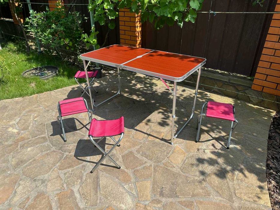 ‼️ Усиленный стол + 4 стула для пикника, рыбалки и туризма.  3️⃣ цвета