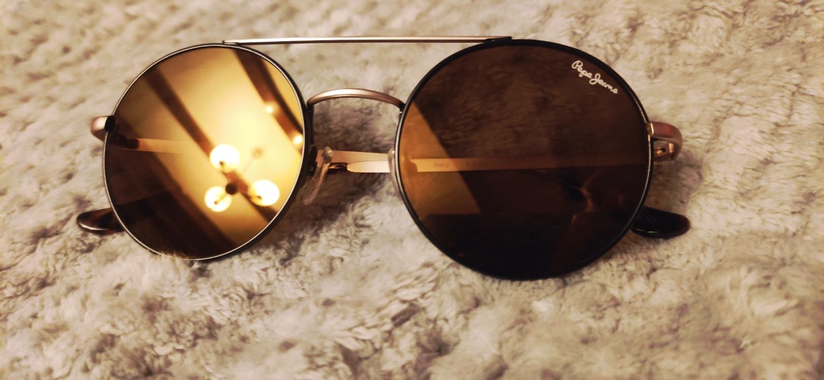 Złote okulary nowe Pepe Jeans brązowe szkła z filtrem UV