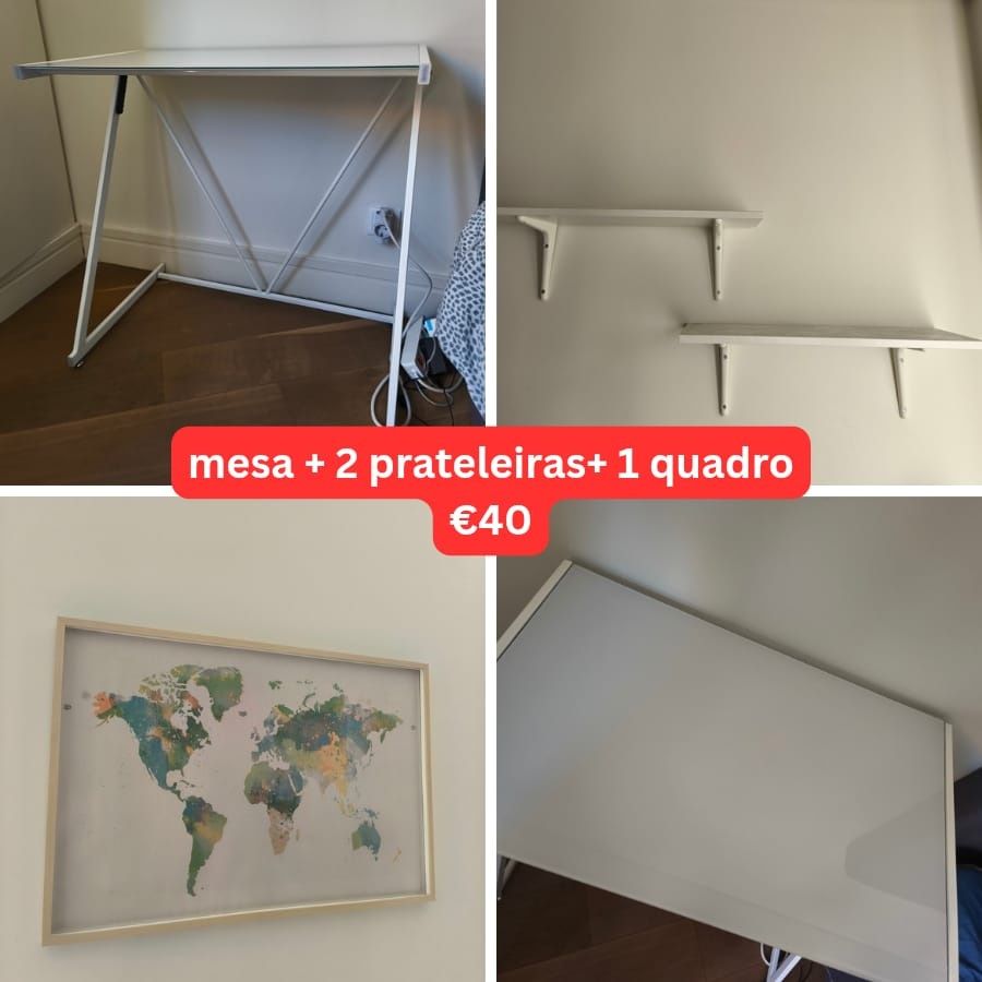 Mesa Secretária Semi-Nova Vidro Temperado
