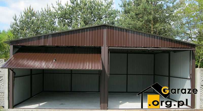 Garaże Blaszane 6x5 Brąz RAL 8017 Dwuspadowe Bramy Uchylne Montaż 0 zł