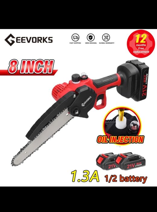Аккумуляторна мини цепная пила с подачою масла Акумуляторний сучкорез