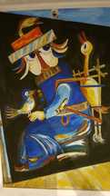 Piekny obraz, obraz z Izraela, Jewish art, kolorowy obraz, art-deco