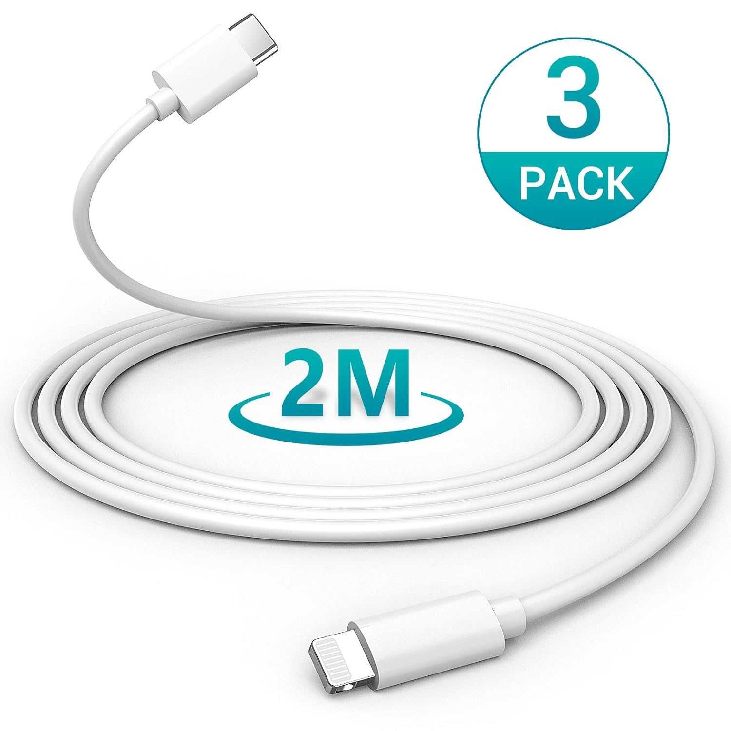 Zestaw kabli USB typ C - Apple Lightning Spigen 3Pack 2 m