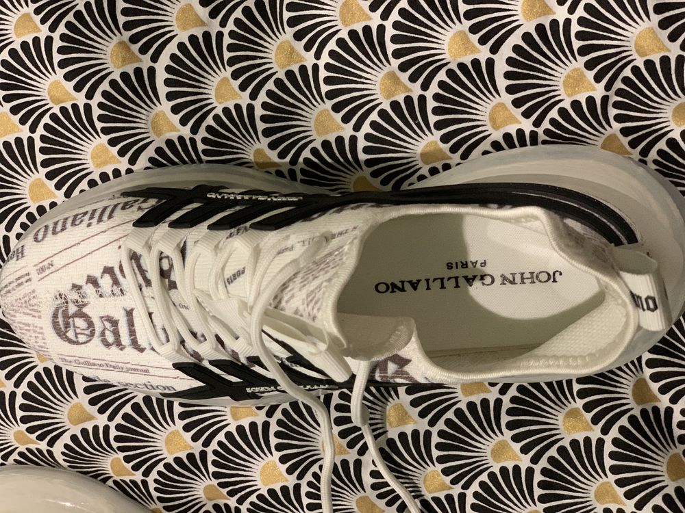 Buty JOHN GALLIANO PARIS Gazette Print Fabric Logo Runner Sneakers