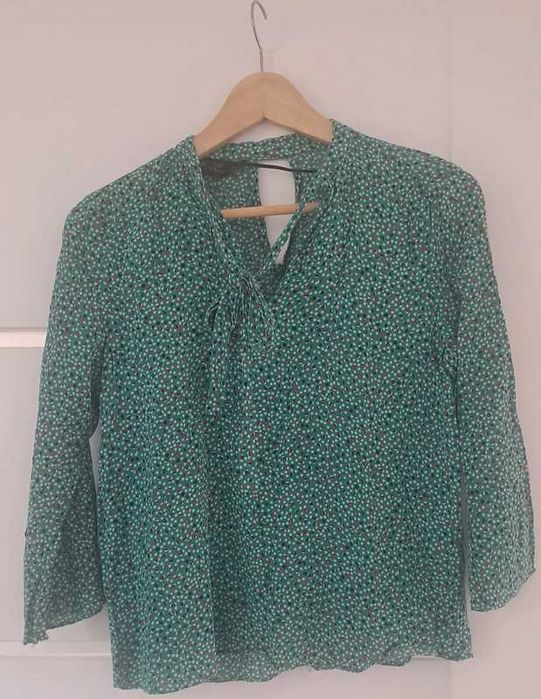 Zara Basic 40 L zielona bluzka damska