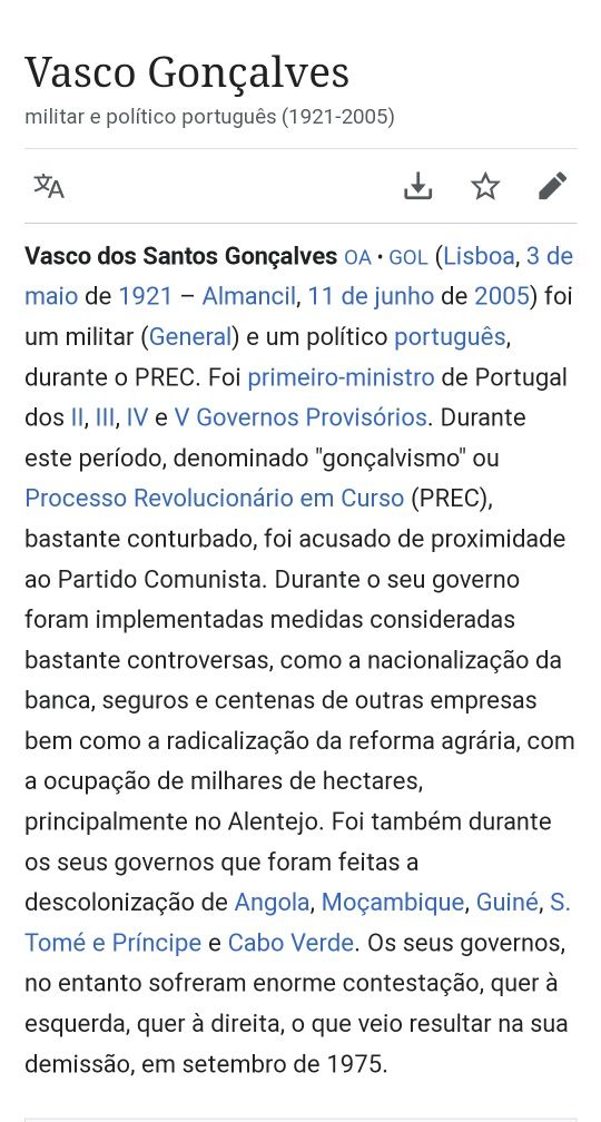 Copo Antigo de Vasco Gonçalves * Membro do Partido Comunista Português