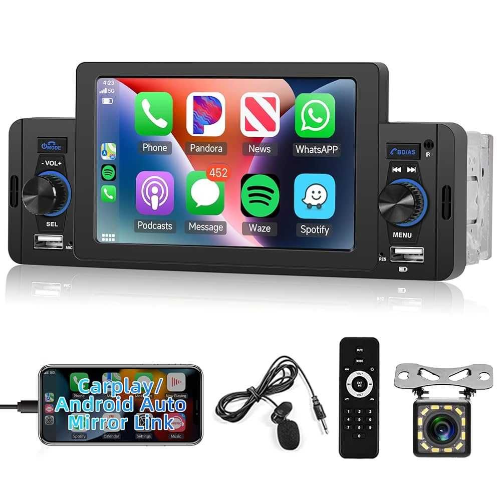 1 DIN Bluetooth Android Car Carplay Radio samochodowe 5-calowy ekran