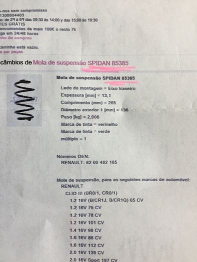 Par de molas -- Renault Clio 3 dci --Ano 98--2002 - suspensão trás