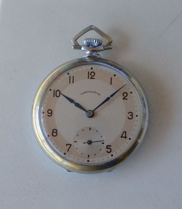 Relógio de bolso vintage Chronomètre, revisto em Novembro 2024