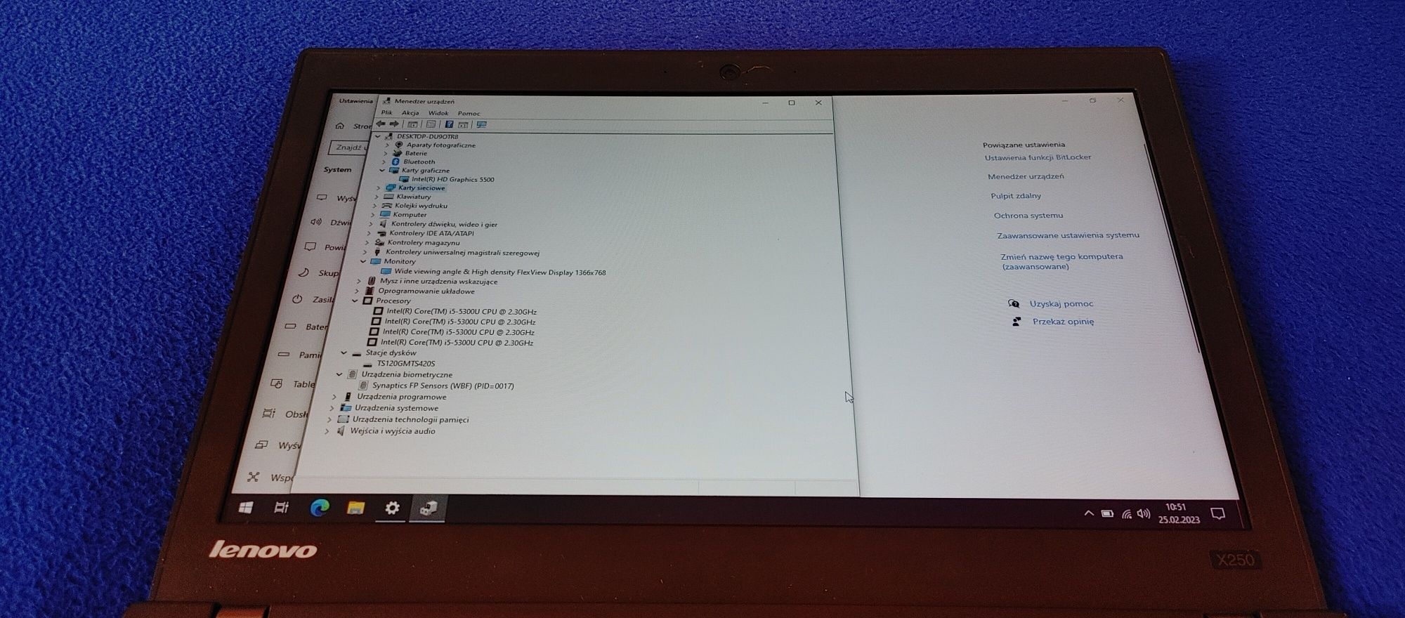 Lenovo X250 + stacja  i5 gen 5/8GB/120 SSD M.2 Windows 10 pro/7 pro