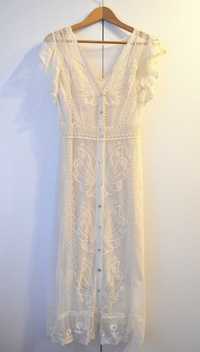 Koronkowa sukienka Zara M / 38 Wesele złamana biel ecru
