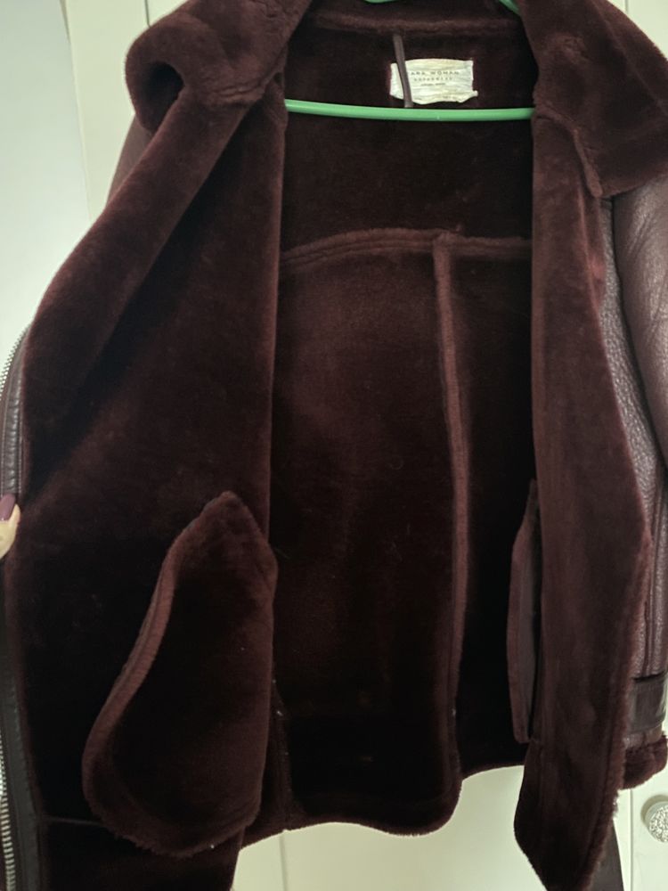 Kożuszek kurtka burgundowa Zara zima