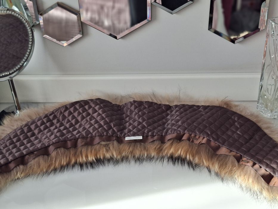 JENOT NATURALNY 85cm okazały NOWY kołnierz przypinka dopinka