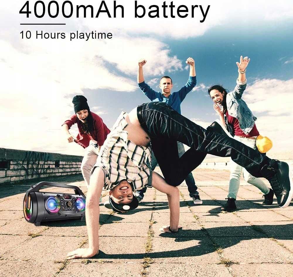 TENMIYA A66 przenośny głośnik Bluetooth 30W z EQ, LED i radiem FM